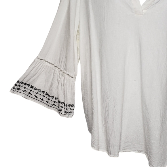 Reitmans Women's Peasant Top Bell Sleeve Embroidered Linen Blend Size 2X - Picture 5 of 12